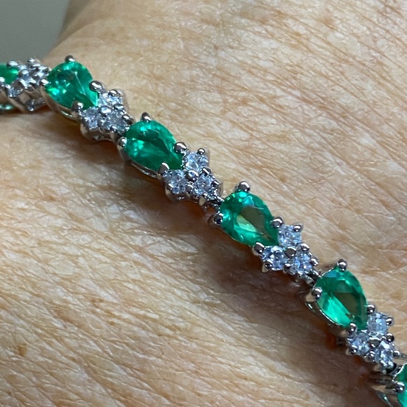 Estate Jewelry - Estate Green and White Stone Tennis Bracelet